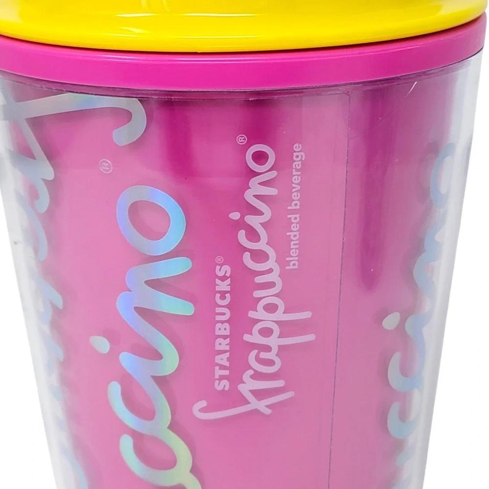 2 x Starbucks Frappuccino Set Purple Hot Pink Fuchsia  Holographic 16oz Tumblers